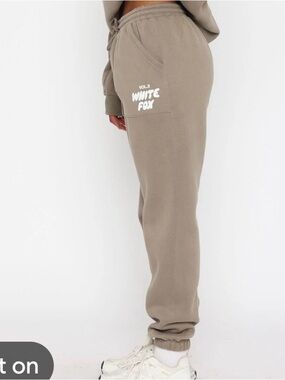 White Fox Taupe Logo Jogger Pants